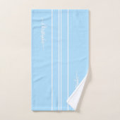 Baby Blauw Wit Racing Stripes Monogram Jongens Kin Bad Handdoek (Handdoek)
