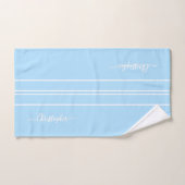 Baby Blauw Wit Racing Stripes Monogram Jongens Kin Bad Handdoek (Handdoek)