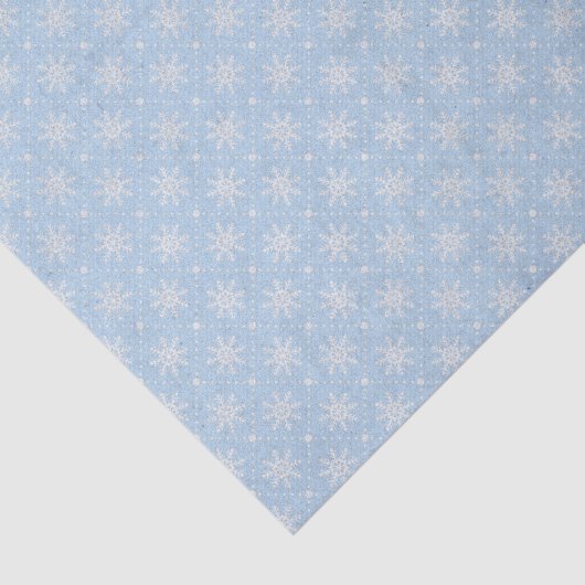 Baby Blauw Wit Sneeuwvlok Kerstpatroon Tissuepapier (Detail)