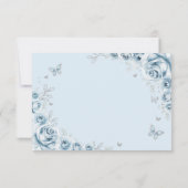 Baby Blauw Zilver Bloemen Quinceanera Reageer RSVP Kaartje (Achterkant)