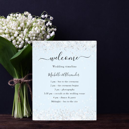 Baby blauw zilver bruiloft budget programma flyer