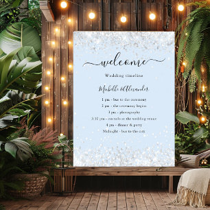 Baby blauw zilver bruiloft budget programma poster