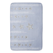 Baby Blauw & Zilver Glitter Sterren Sparkle Glam Badmat (Voorkant Verticaal)