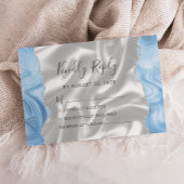 Baby Blauw Zilveren Agaat Witte Zijde Huwelijk RSVP Kaartje