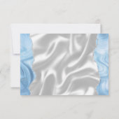 Baby Blauw Zilveren Agaat Witte Zijde Huwelijk RSVP Kaartje (Achterkant)