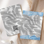 Baby Blauw Zilveren Agaat Witte Zijde QR Code Huwe Kaart