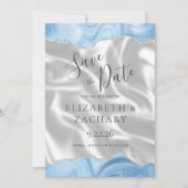 Baby Blauw Zilveren Agaat Witte Zijde Save the Dat Save The Date (Voorkant)