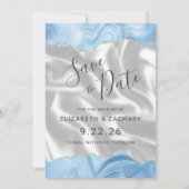 Baby Blauw Zilveren Agaat Witte Zijde Save the Dat Save The Date (Voorkant)