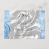 Baby Blauw Zilveren Agaat Witte Zijde Trouwdetails Informatiekaartje (Voorkant)