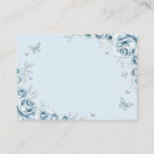 Baby Blauw Zilveren Bloemen Quinceanera Details Informatiekaartje (Achterkant)