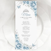 Baby Blauw Zilveren Bloemen Quinceanera Menu