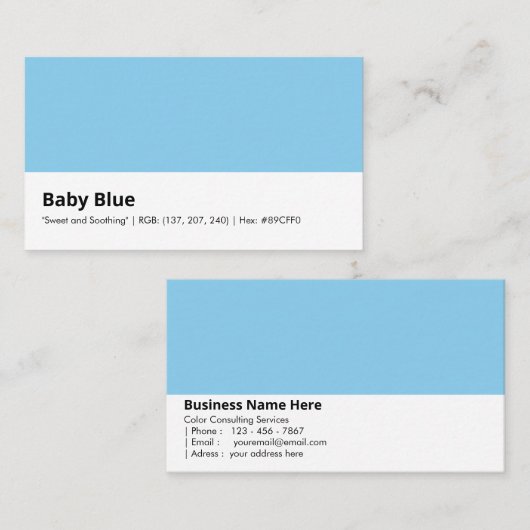 Baby Blauw | "Zoet en rustgevend" Visitekaartje (Voorkant / Achterkant)