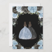 Baby Blauw Zwart Bloemen Tweeling Goud Quinceañera Kaart (Achterkant)