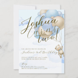 Baby blauwe ballonnen teddybeer kinderen verjaarda kaart