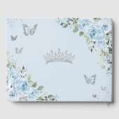 Baby Blauwe Bloemenvlinders Quinceañera Foto Gastenboek (Achterkant)