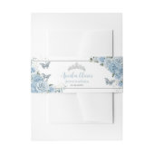 Baby Blauwe Bloemenvlinders Zilveren Quinceanera Uitnodigingen Wikkel (Voorkant Voorbeeld)