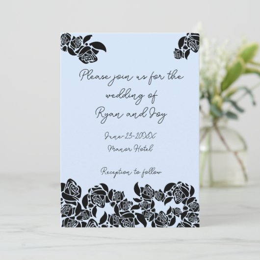 Baby Blauwe Bruiloft Uitnodiging (Staand voorkant)