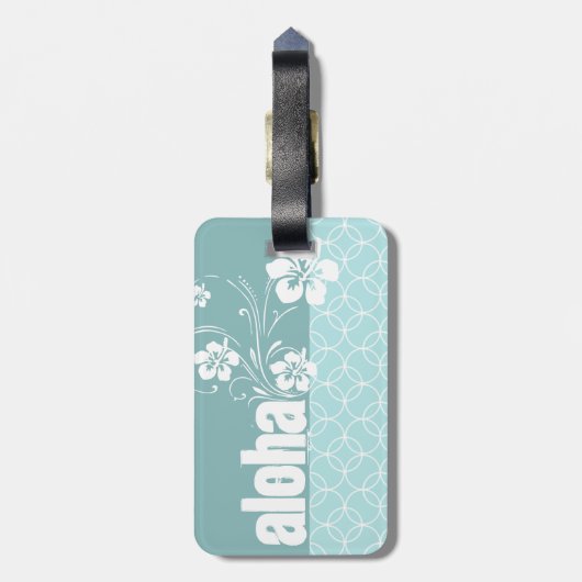 Baby blauwe cirkels; Aloha Bagagelabel (Achterkant verticaal)