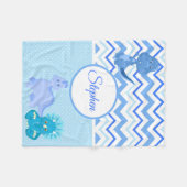 Baby Blauwe Dinosaurus Chevron Persoonlijk Fleece Deken (Voorkant (Horizontaal))