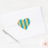 Baby Blauwe en Gele Strepen Hart Sticker (Envelop)