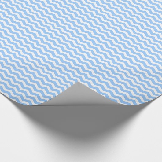 Baby Blauwe en Witte Chevron Cadeaupapier (Hoek)