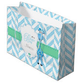 Baby Blauwe Giraffe Baby shower 2 Groot Cadeauzakje (Voorkant Gekanteld)