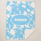 Baby Blauwe Koe Print Sherpa Deken (Voorkant)