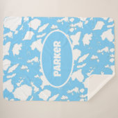 Baby Blauwe Koe Print Sherpa Deken (Voorkant (horizontaal))