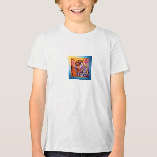 Baby Blauwe Ogen Tijgerwelp Tri-Blend Shirt (Voorkant)