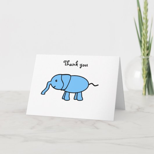 Baby blauwe olifant bedankkaart (Voorkant)