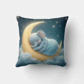 Baby blauwe olifant slaapt op een halve maan kussen (Achterkant)