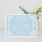 Baby blauwe papel picado Mexicaanse baby boy showe Kaart (Staand voorkant)