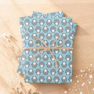 Baby Blauwe Pinguïn Patroon Cadeaupapier