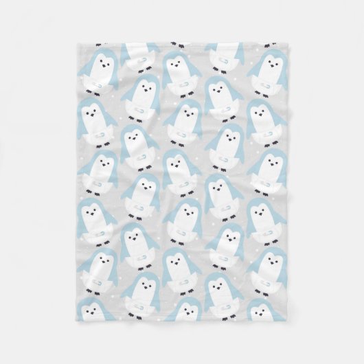 Baby Blauwe Pinguïn Patroon Fleece Deken (Voorkant)