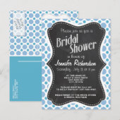 Baby Blauwe Polka stippen; krijtbord Uitnodiging Briefkaart (Voorkant / Achterkant)