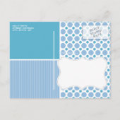 Baby Blauwe Polka stippen; krijtbord Uitnodiging Briefkaart (Achterkant)