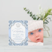 Baby Blauwe Prins Doop Kaart (Staand voorkant)