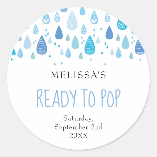 Baby blauwe regendruppels klaar om te barsten ronde sticker (Voorkant)