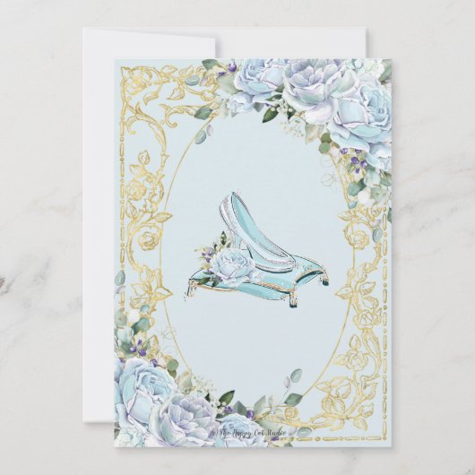  Baby Blauwe Rozen Assepoester Quinceañera Kaart (Achterkant)