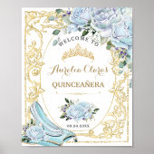 Baby Blauwe Rozen Assepoester Quinceanera Poster (Voorkant)