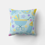 Baby Blauwe Sterren en Koets Keepsake Kussen (Achterkant)