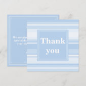 Baby blauwe strepen eenvoudige elegante dank u bedankkaart (Voorkant / Achterkant)