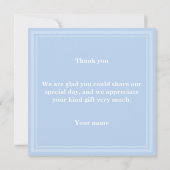 Baby blauwe strepen eenvoudige elegante dank u bedankkaart (Achterkant)