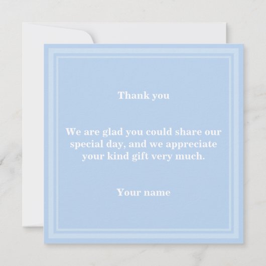 Baby blauwe strepen eenvoudige elegante dank u bedankkaart (Achterkant)