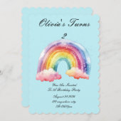 baby blauwe verjaardagsfeestuitnodiging save the date (Voorkant / Achterkant)