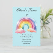 baby blauwe verjaardagsfeestuitnodiging save the date (Staand voorkant)