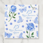 Baby Blauwe Vlinders en Rozen Floral Quinceañera Bedankjes Labels (Achterkant)