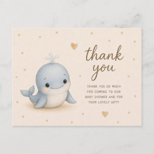 Baby Blauwe Walvis Baby Shower Bedankt Briefkaart