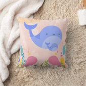 Baby blauwe walvis in roze oceaan scene kussen (Deken)