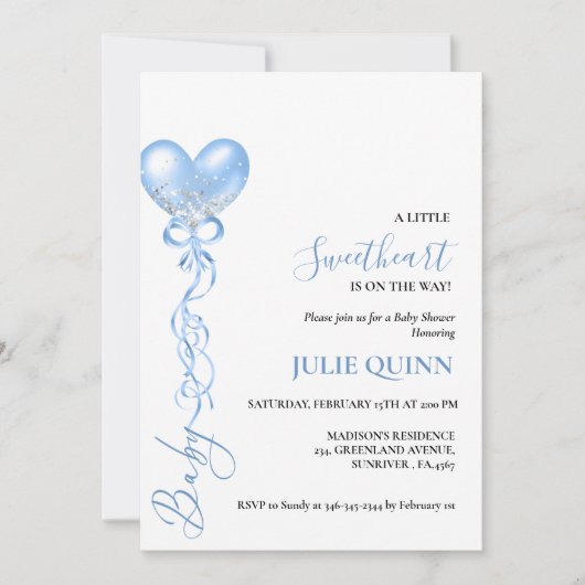 Baby Blauwe Waterverf Balloon Boho Boy Baby shower Kaart (Voorkant)